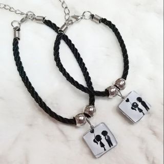 Vòng tay đôi cặp hình vuông dây đen. 50k / cặp