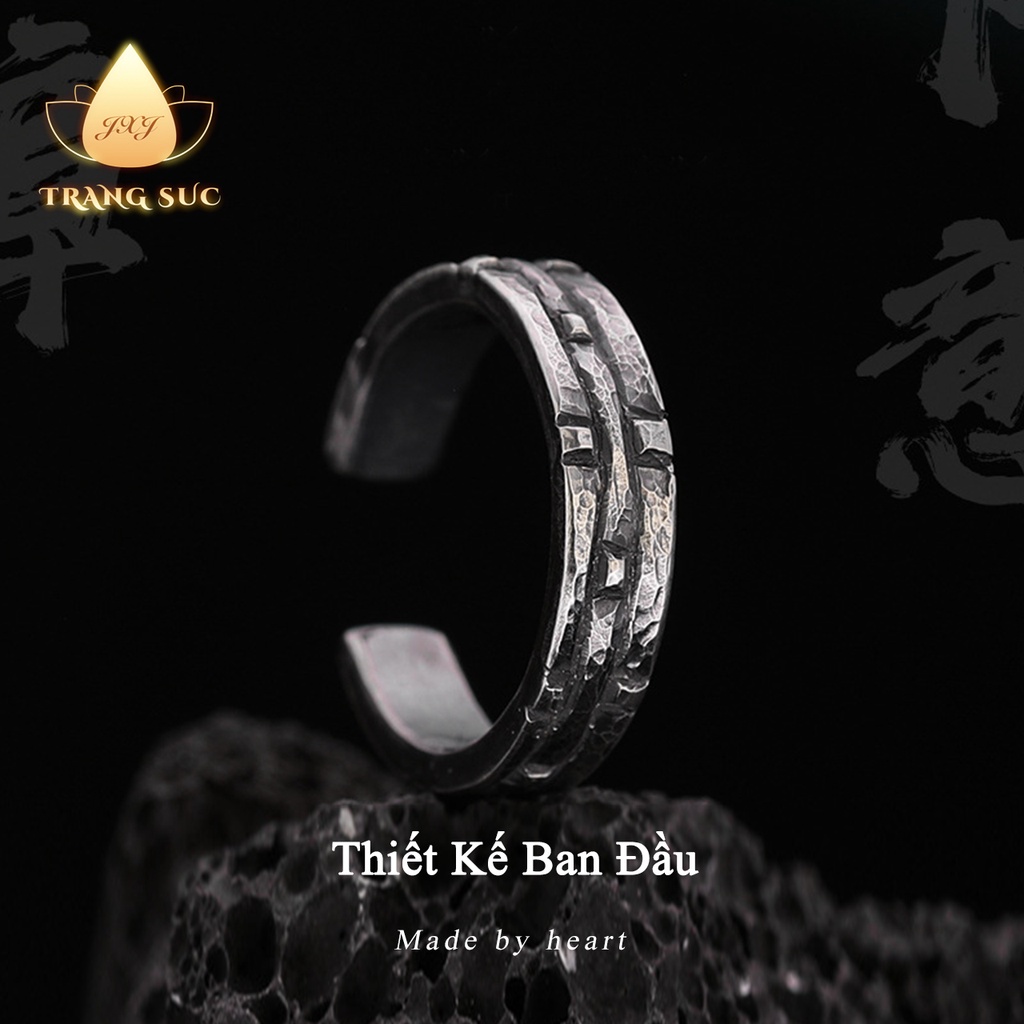 Nhẫn Nam Thiết kế ban đầu Mạ bạc Làm bằng tay Cổ điển Màu bạc Quà tặng Sáng tạo Làm như cũ NH-223