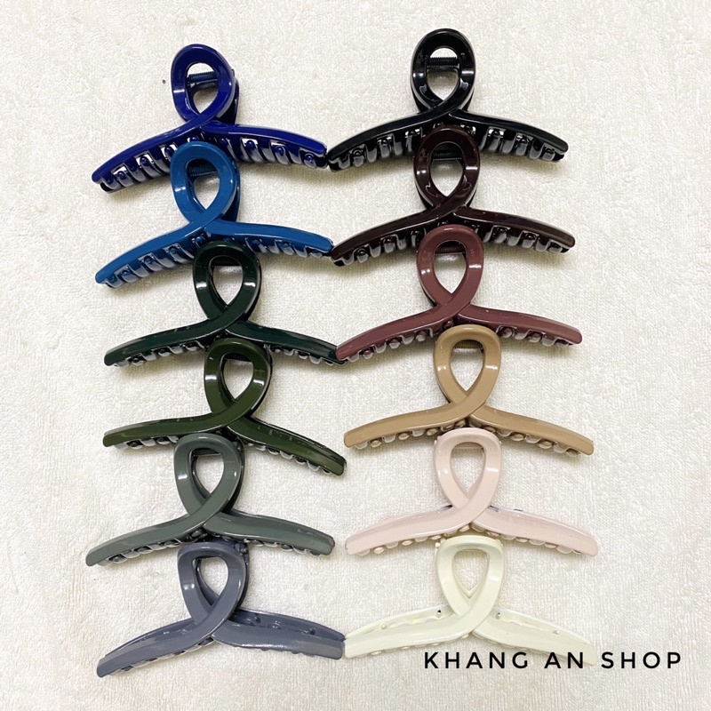 Kẹp tóc càng cua 16 răng nhựa màu trơn phong cách Hàn Quốc