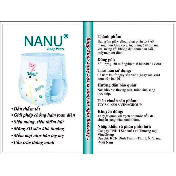 Tã/bỉm quần Nanu xuất nhật M100/L100/XL100/XXL100/XXXL100