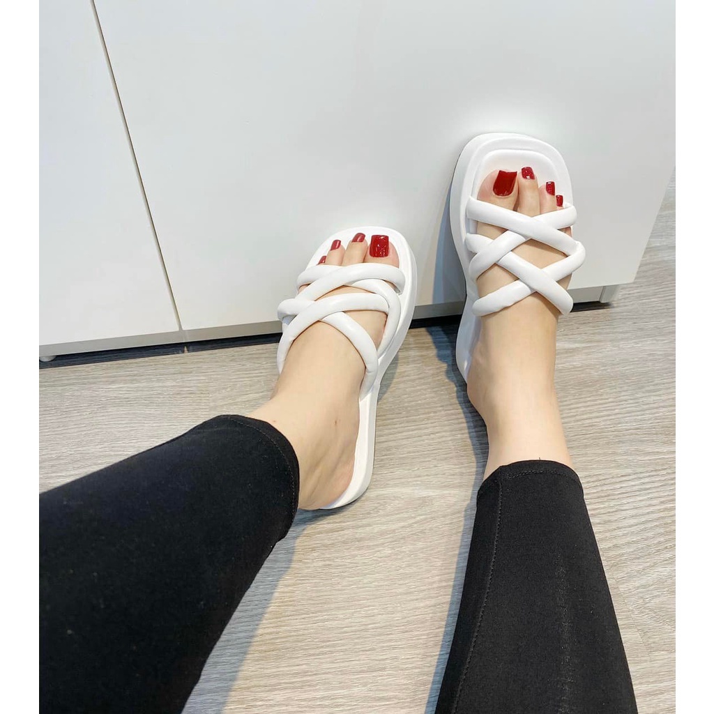 Dép Quai Ngang đan chéo đế xuồng Styfani Thời Trang Cao Cấp mềm mại thoải mái  đi biển đi chơi [HÀNG NHẬP KHẨU]