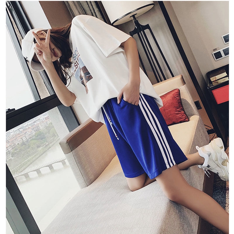 Ready Women with Neck Short Pants Fashion Casual Sports Wide Sports Shorts Large Joggers Five Points Casual Pants