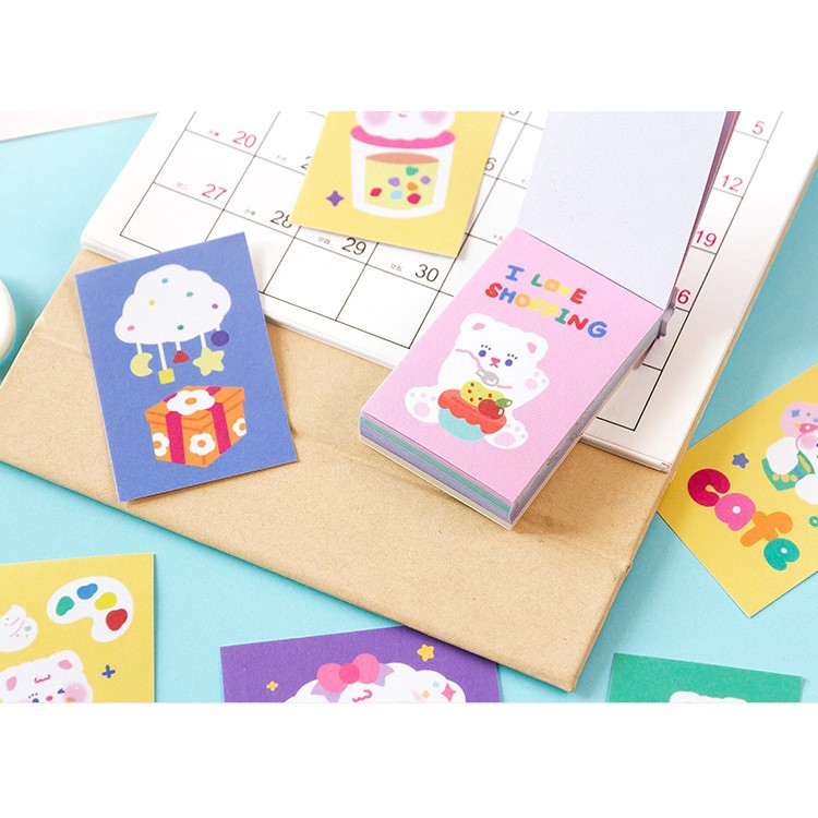 Sticker đóng cuốn 50 tấm mẫu các con vật và cô bé đáng yêu