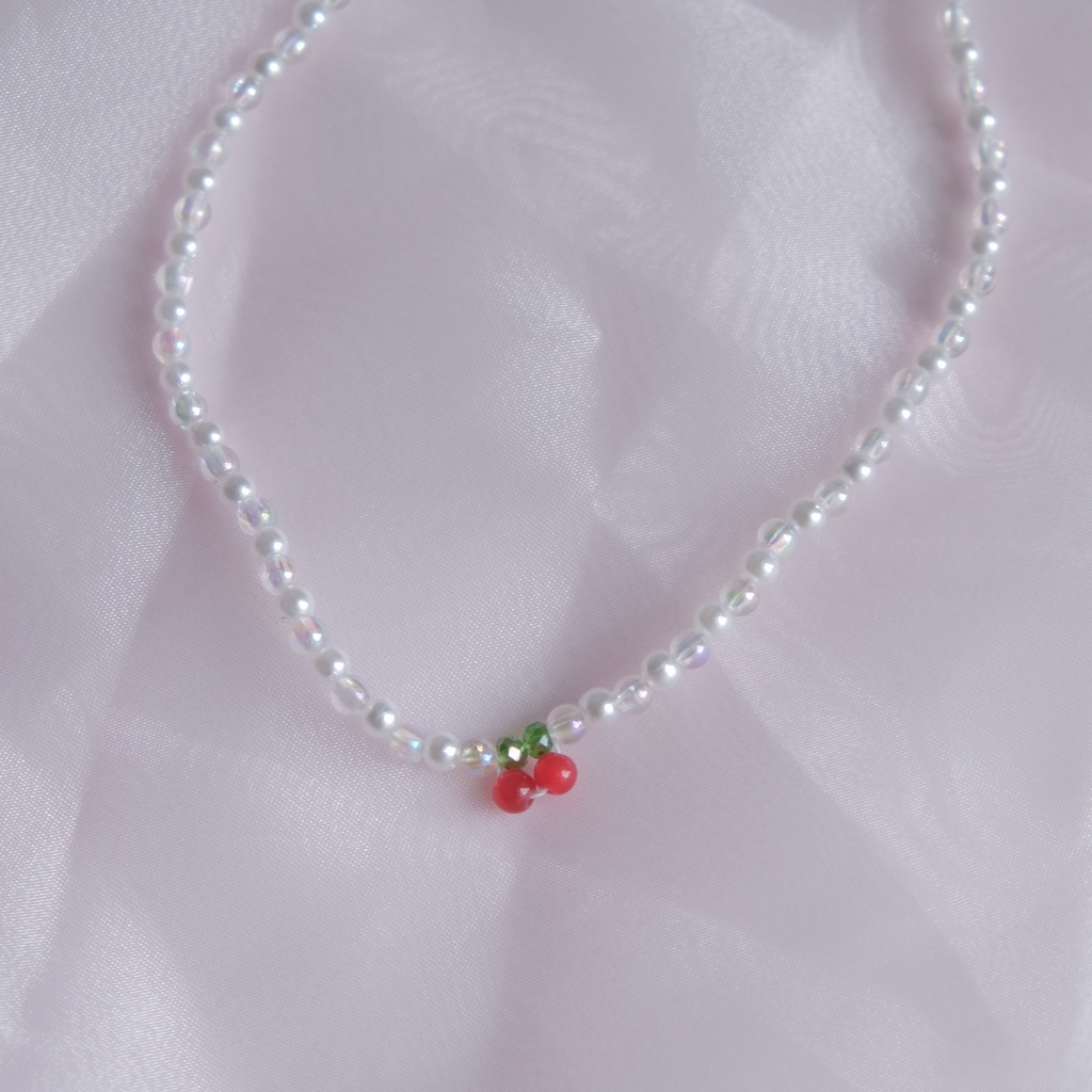 Dây chuyền hạt cườm hình cherry dễ thương