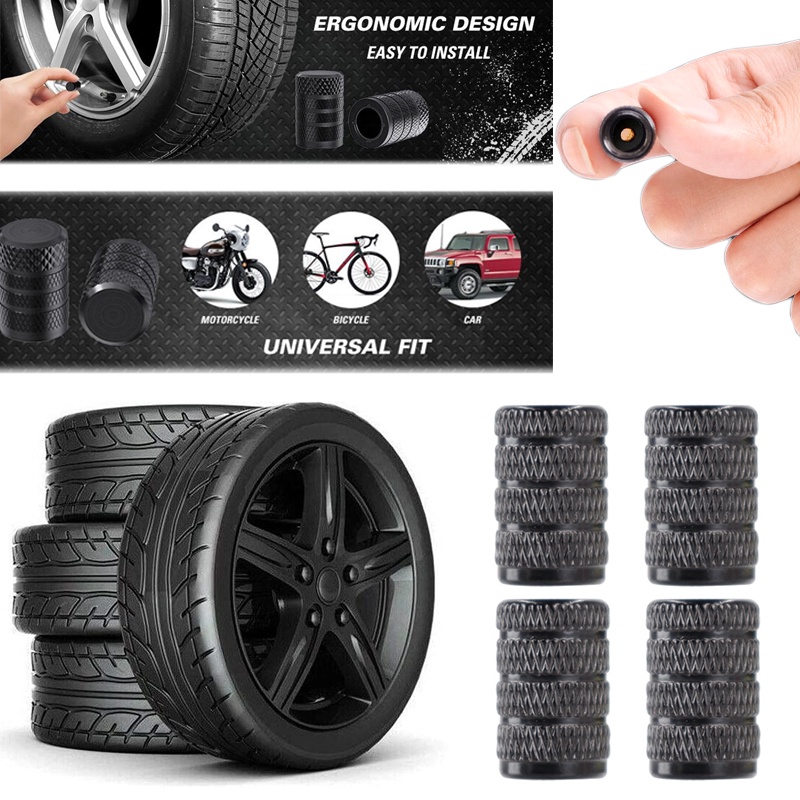 Bộ 4 Nắp Van Bánh Xe Đạp/ Xe Hơi Bằng Hợp Kim Nhôm Chống Bụi Tiện Dụng
