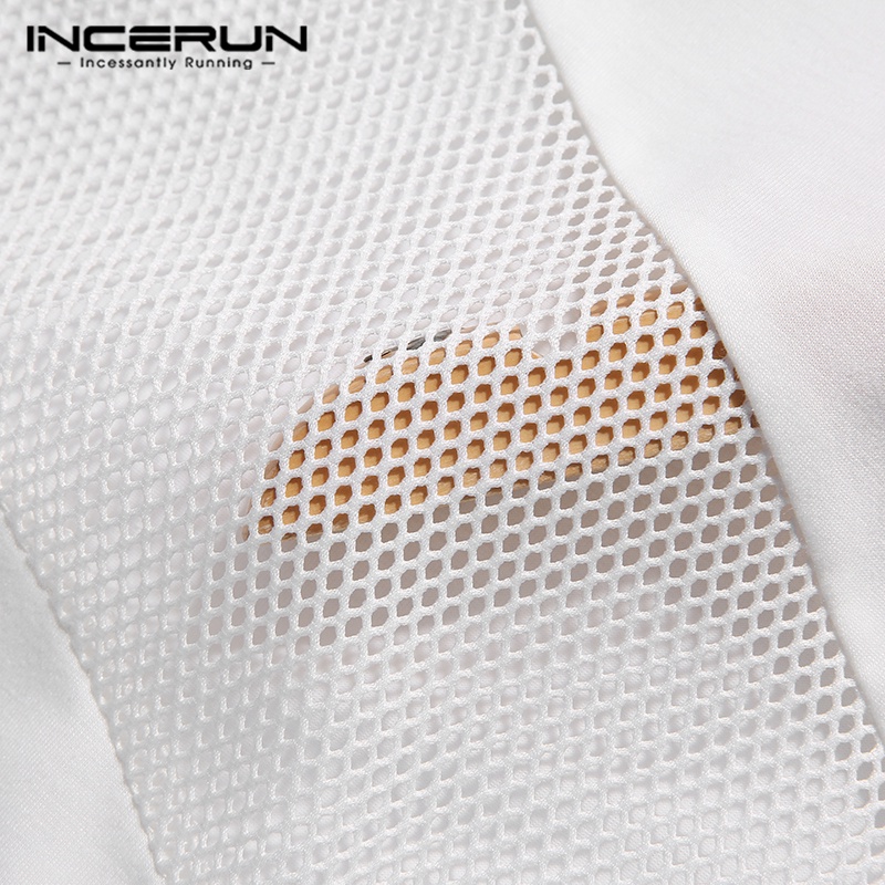 Áo ba lỗ INCERUN cho nam phối lưới xuyên thấu