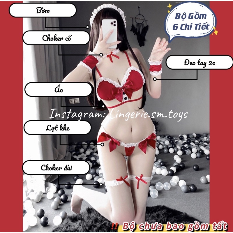 LL2471 Đồ Lót Nơ Đỏ Gợi Cảm - Nội Y Cho Đêm Giáng Sinh Nóng Bỏng - Cosplay Christmas Sexy | BigBuy360 - bigbuy360.vn
