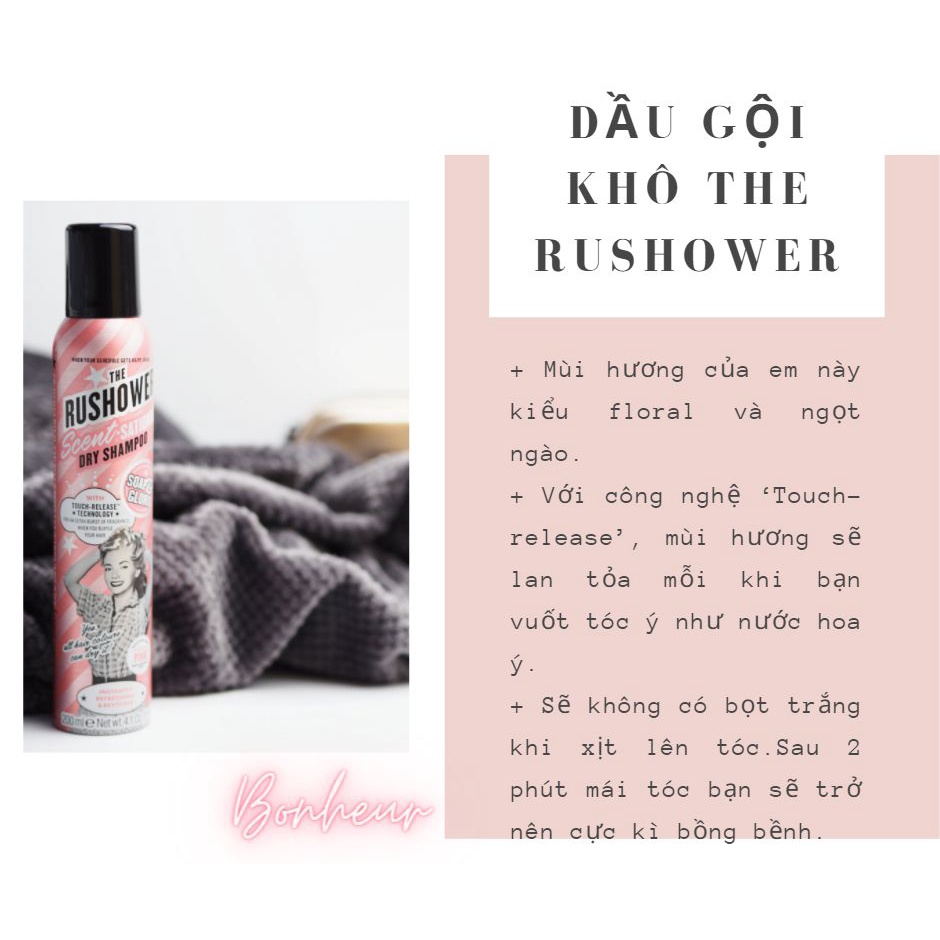 Dầu gội khô THE RUSHOWER SOAP&amp;GLORY DRY SHAMPOO 200ML làm sạch và mái tóc mượt bồng bềnh mua sale tại BOOTS