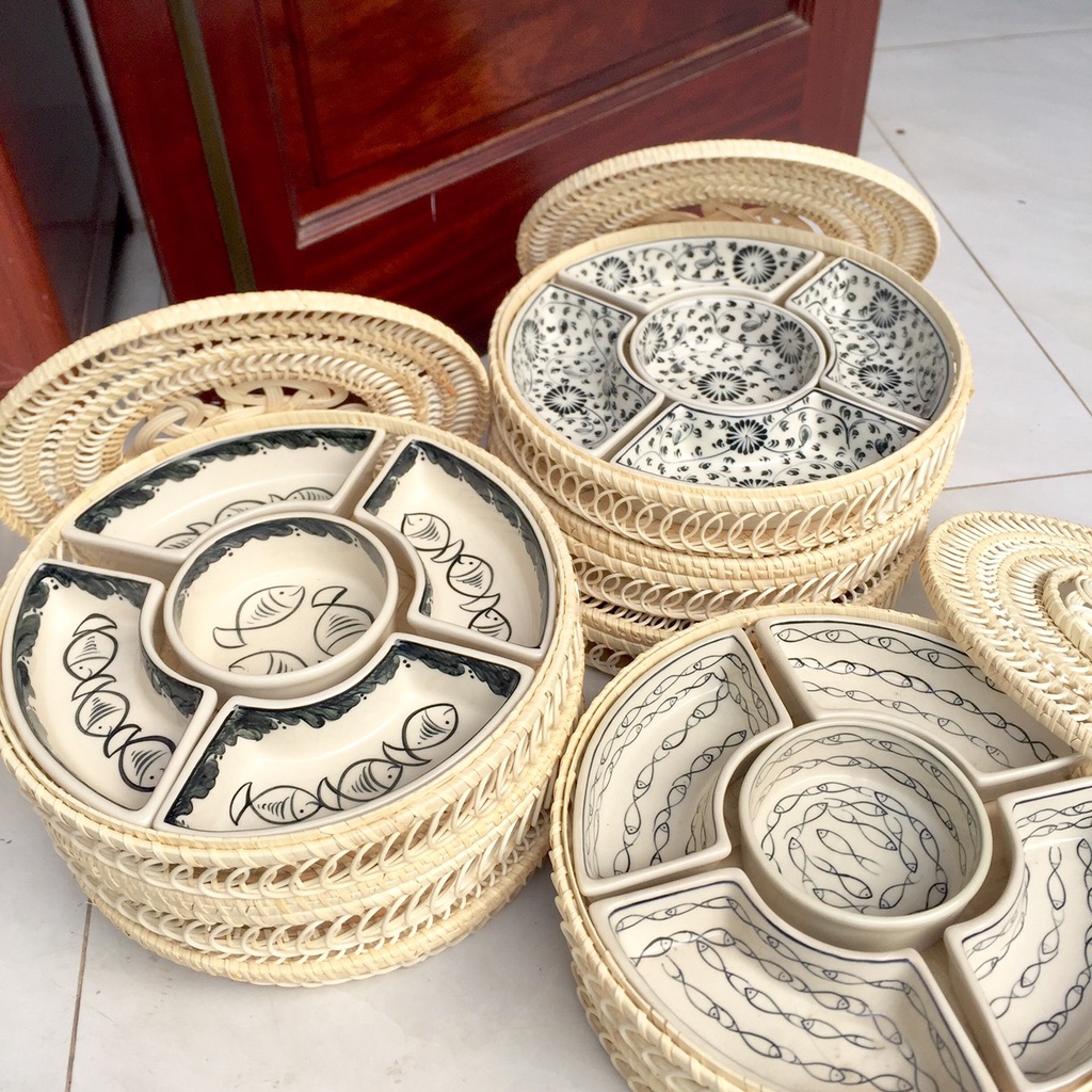 Khay đựng mứt Tết - Khay đồ ăn - Hộp mứt - 🍬Gốm sứ Bát Tràng Cao Cấp🍬 Khay bánh kẹo