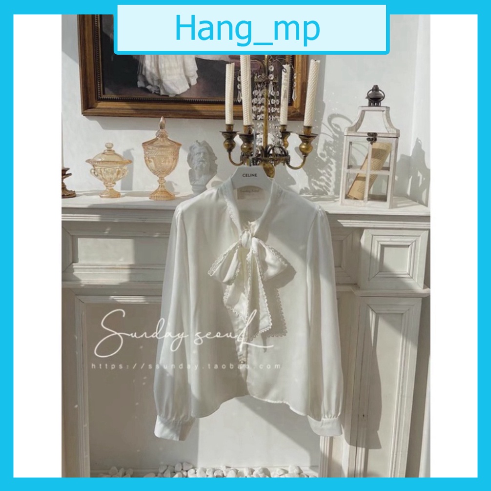 Áo sơ mi nữ công sở dài tay màu trắng đi học sinh cổ may viền dáng rộng - Áo sơ mi vintage_019 chất đẹp mầu trắng đen de