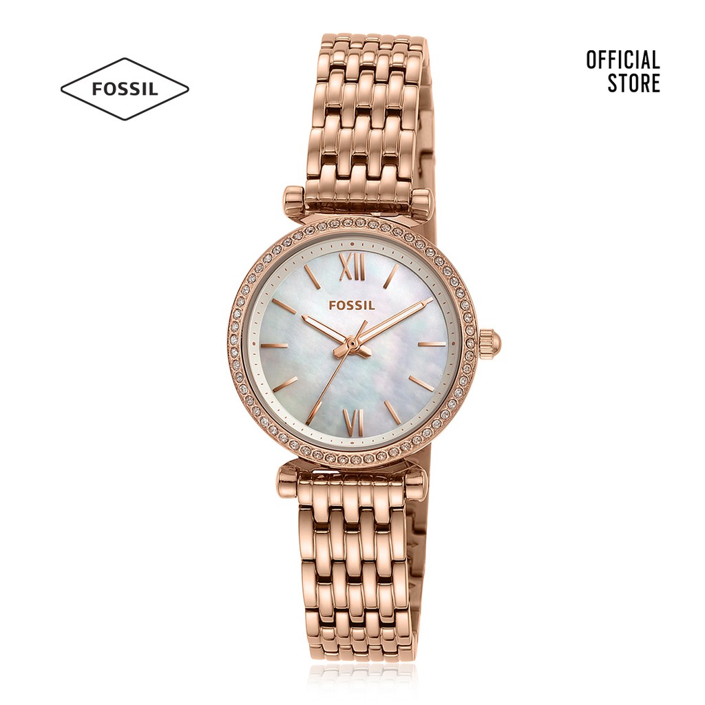 Đồng hồ Kim nữ Fossil CARLIE MINI dây kim loại ES4648 - màu vàng hồng