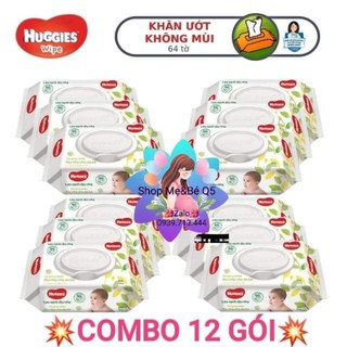 💥combo 12 gói khăn ướt huggies không mùi 64 tờ