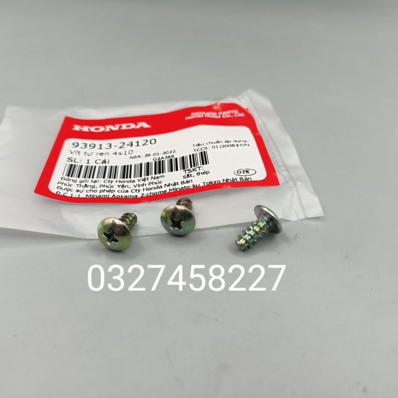 3 ốc , vít 4x10 bắt nhựa mặt nạ xi xe DREAM zin Honda