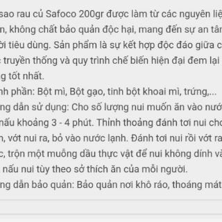 Nui Sao Rau Củ 200g