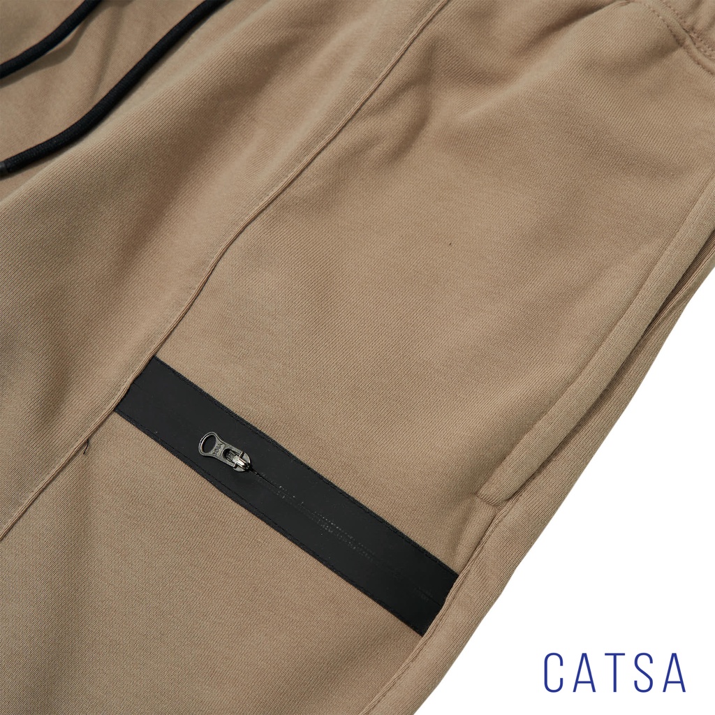 Quần lửng thun CATSA đen, be, trắng chất liệu thun da cá mặc thoải mái, năng động thấm hút mồ hôi QSJ054 - 053 - 055