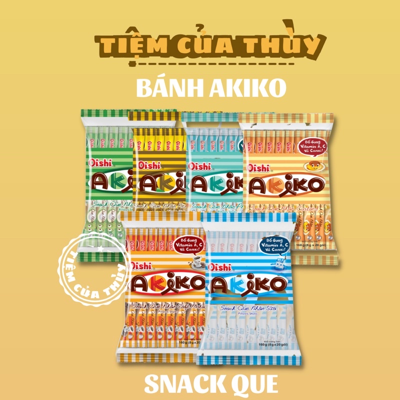 Bánh Snack Que Akiko đủ các vị gói 20que/8g, Snack Que Nhân Sữa Akiko Oishi