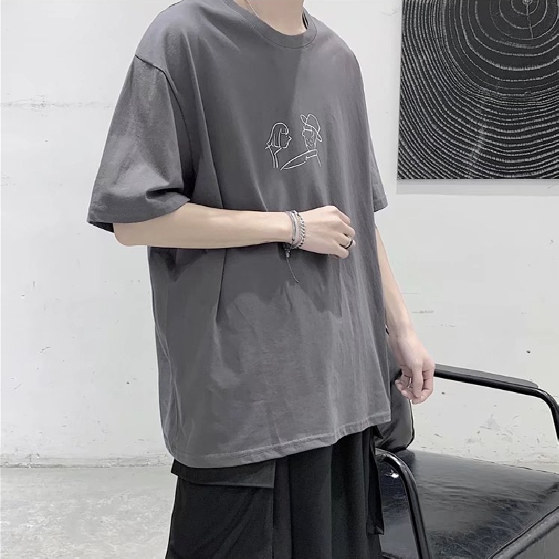 Áo Thun Tay Ngắn Dáng Rộng In Họa Tiết Hoạt Hình Phong Cách Hàn Quốc Thời Trang Mùa Hè Cho Nam Size M-8XL