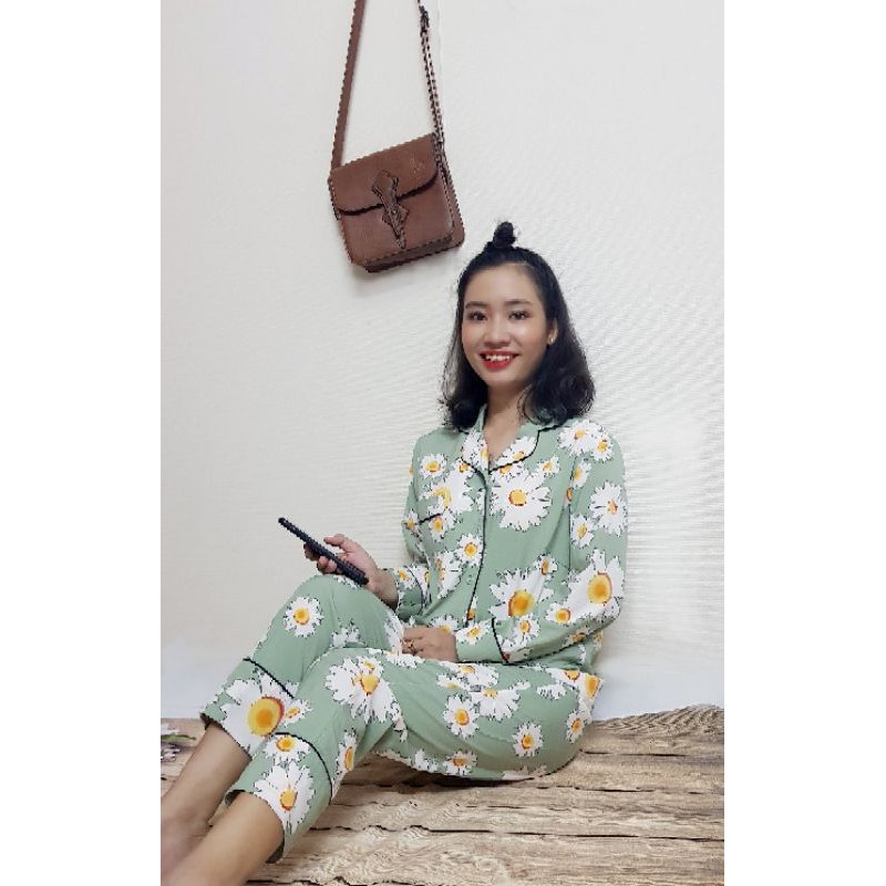 Đồ Bộ Mặc Nhà Pyjamas Lụa Hàn