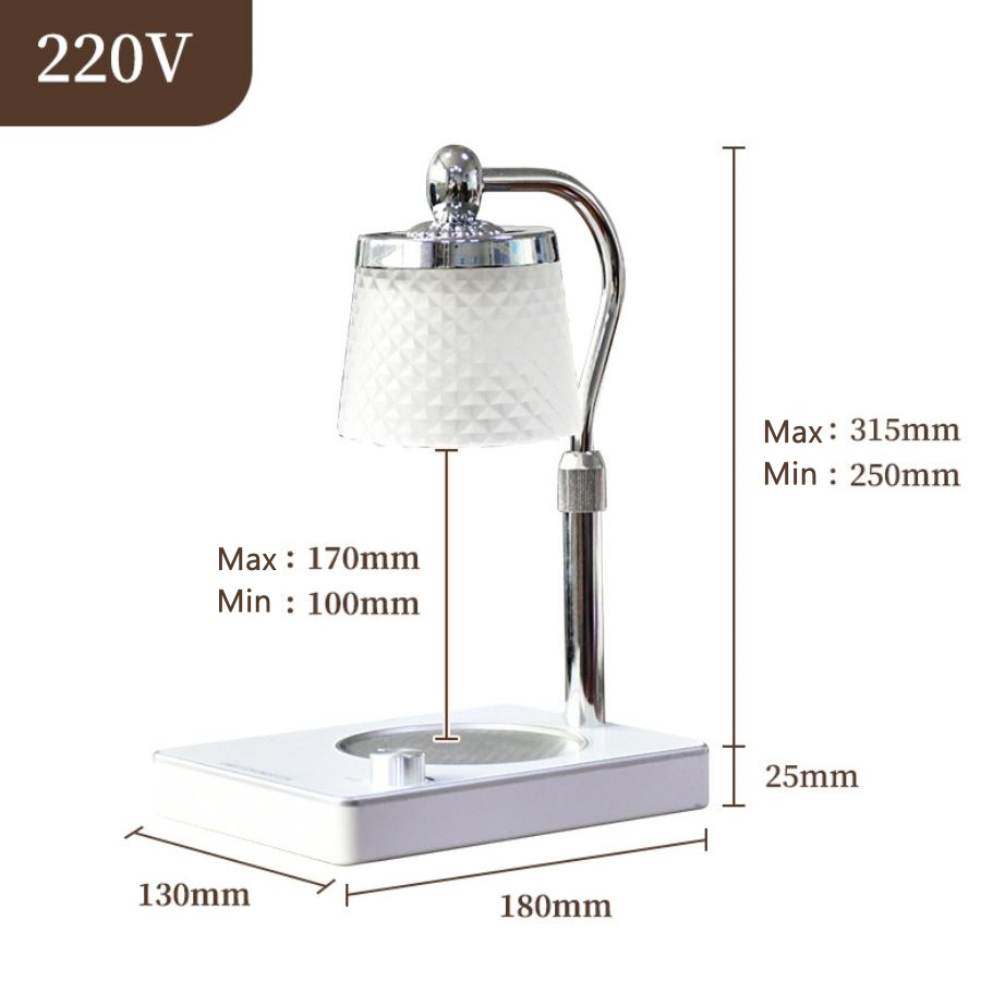Đèn đốt nến thơm - Phụ kiện nến Yankee size L, BBW - Điều chỉnh chiều cao - Warmer Candles GU10 35W - Màu trắng