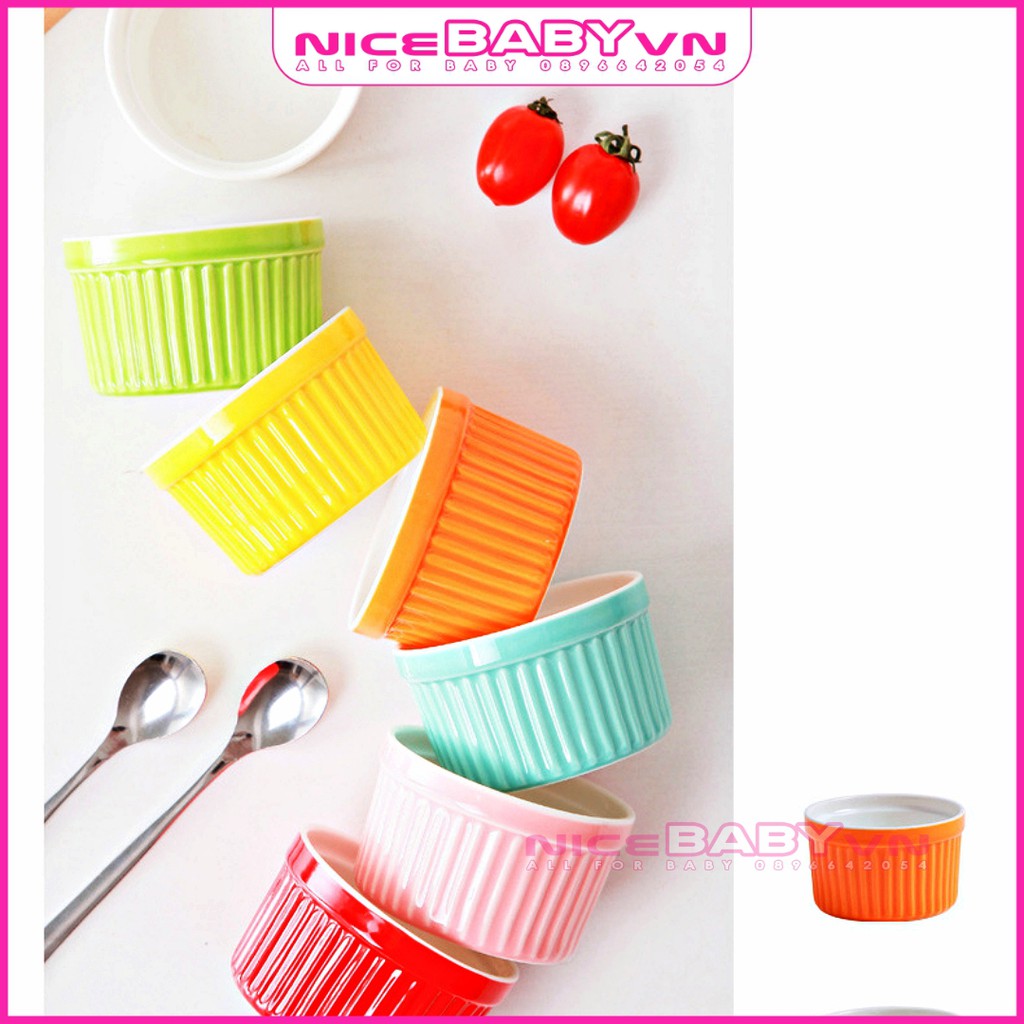 Cốc Gốm Sứ Ramenkin Làm Bánh Caramen Bánh PLan Sữa Chua 100ml Đủ Màu NiceBabyvn