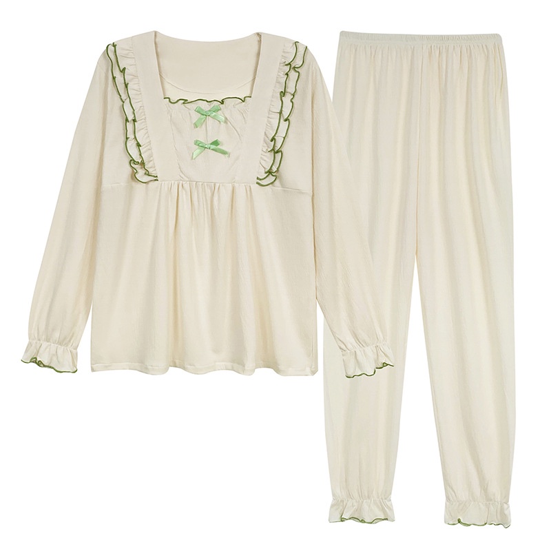 Bộ Đồ Ngủ Tay Dài Chất Cotton Thời Trang Xuân Thu 2022 Dễ Thương Cho Nữ La109