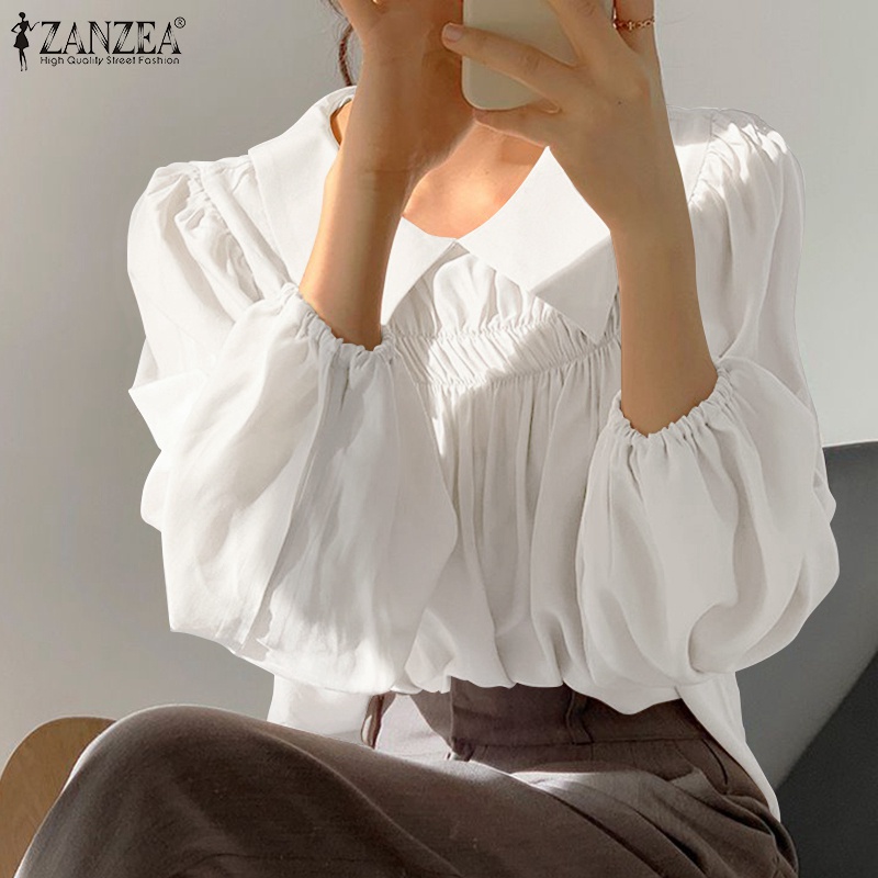 Áo kiểu Zanzea tay dài phồng cổ búp bê phong cách hàn quốc thời trang cho nữ