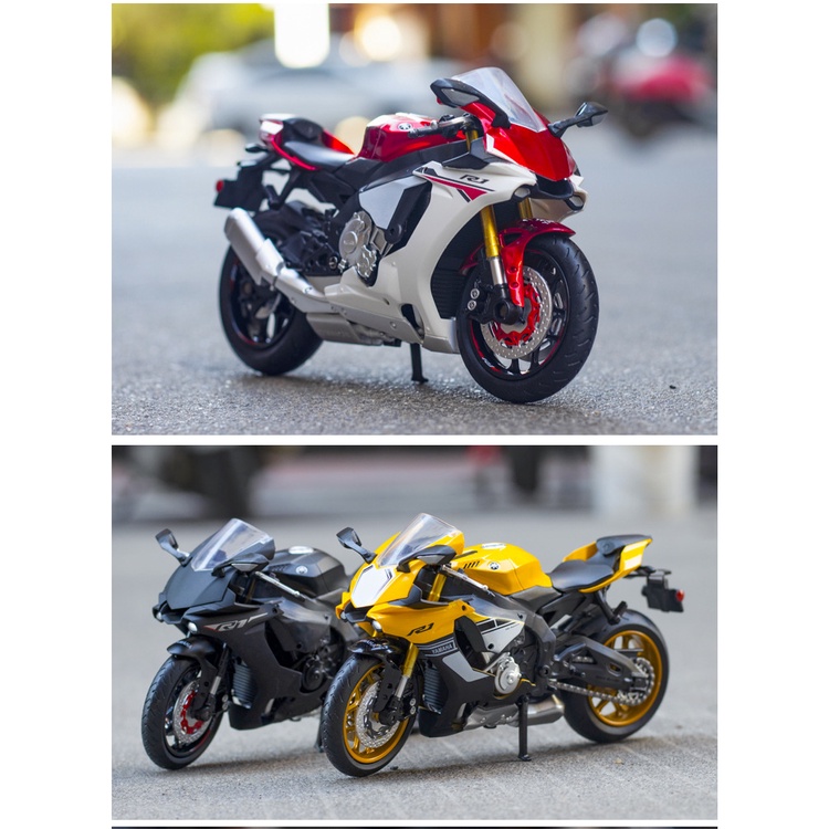 Mô hình xe Moto phân khối lớn Yamaha YZFR1 tỉ lệ 1:12 khung thép