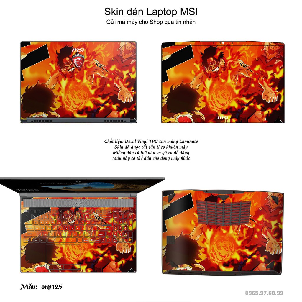 Skin dán Laptop MSI in hình One Piece nhiều mẫu 14 (inbox mã máy cho Shop)