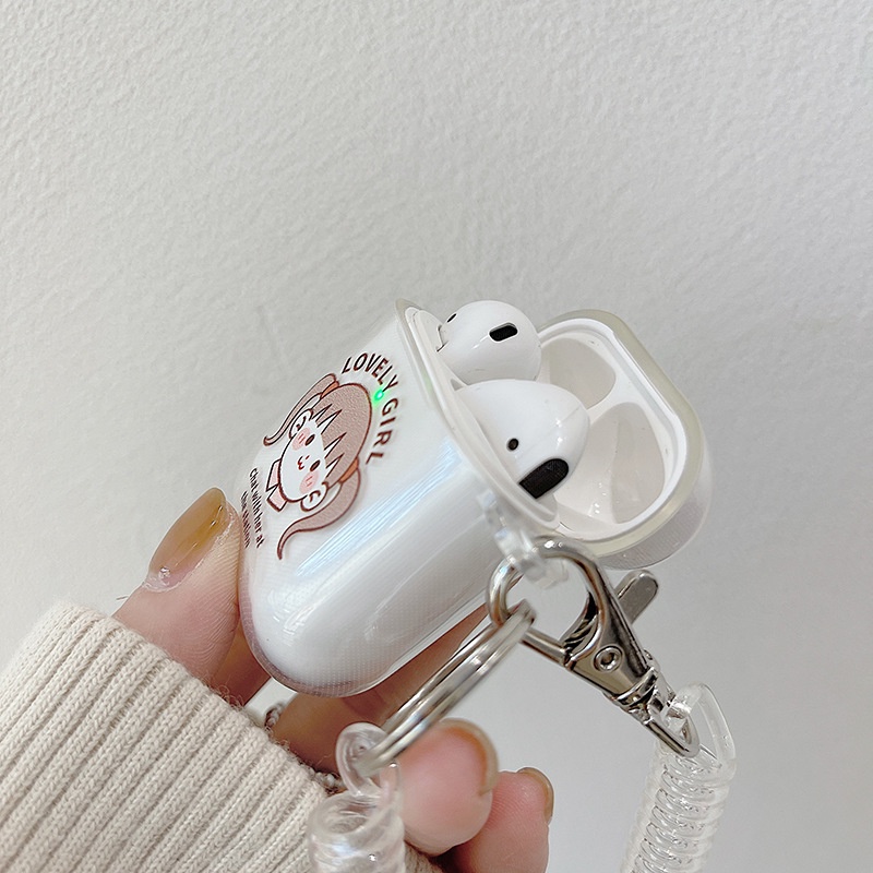 Vỏ Bảo Vệ Hộp Sạc Tai Nghe airpods 1 2 Pro 3rd Generation Pro 1/2 Trong Suốt Chống Sốc Họa Tiết Hoạt Hình Kèm Dây Đeo Kiểu Nhật Hàn