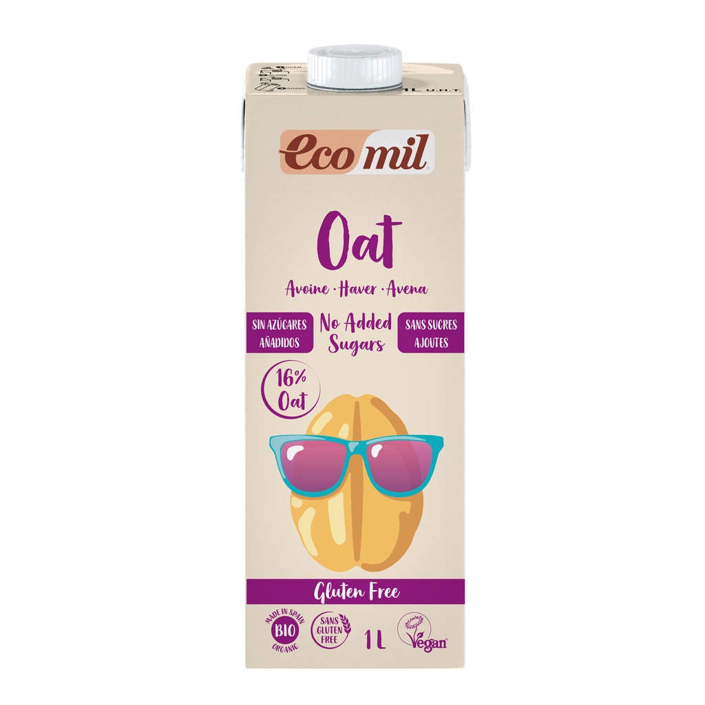 [Lốc 3 Hộp] Sữa Yến Mạch Không Thêm Đường Gluten Free Hữu Cơ Ecomil (1L) - Organic Oat Milk No Added Sugars Gluten Free