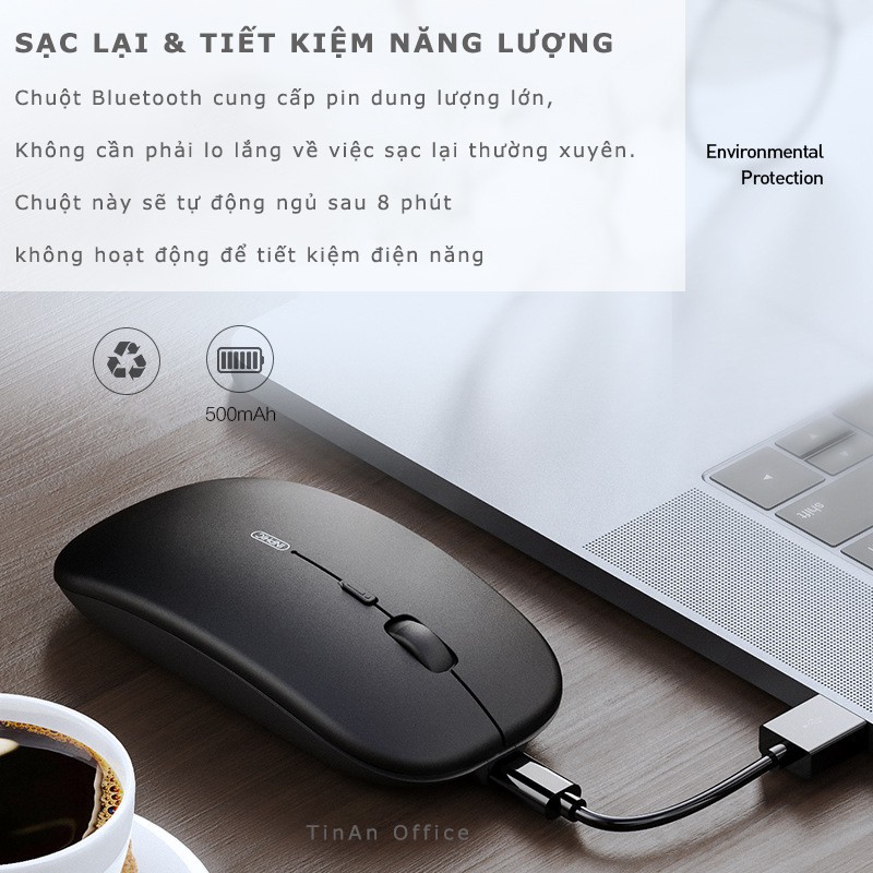 Chuột Sạc Không Dây Kết Nối Bluetooth 5.0 Inphic M2B Cho Máy Tính, Laptop