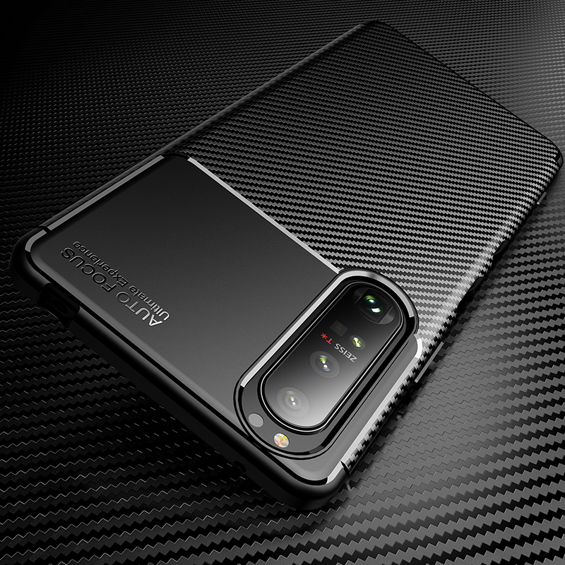 Ốp Điện Thoại Hybrid Phối Sợi Carbon Kiểu Áo Giáp Chống Sốc Cho Sony Xperia 1ii 1 iii 10ii 10 iii
