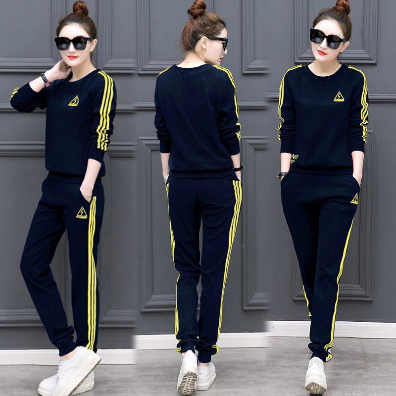 Bộ đồ thể thao thu đông quần dài họa tiết tam giác