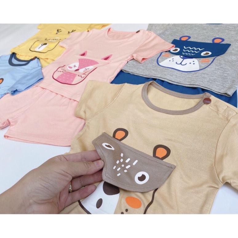 bộ cotton thun lạnh hình thú cho bé yêu