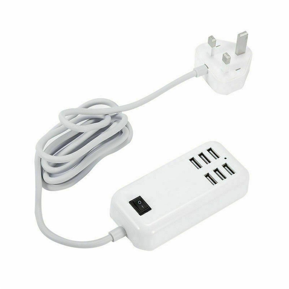 Cốc Sạc Nhanh 6 Cổng USB UK US EU Cho Điện Thoại