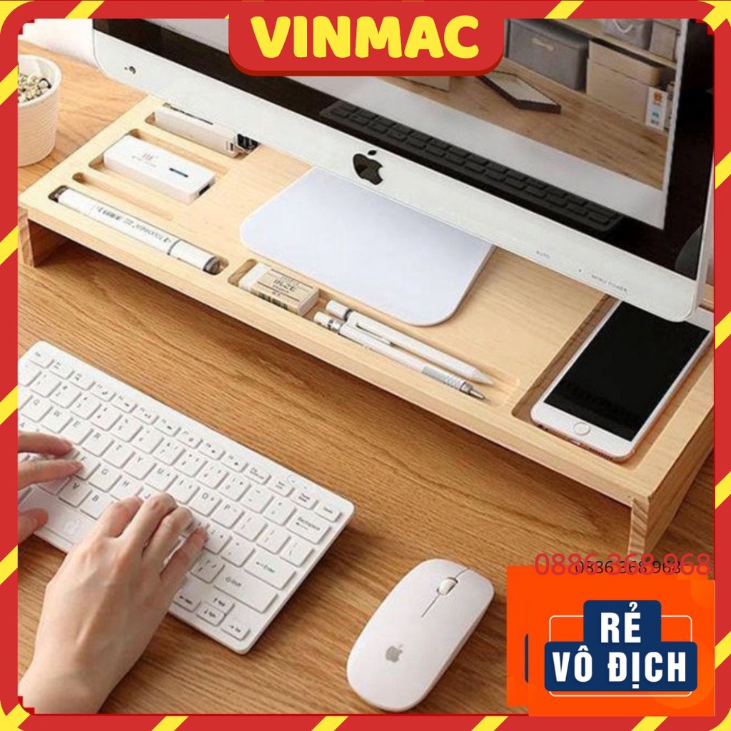 Kệ Để Màn Hình Máy Tính PC, Tivi Gỗ Tre Tự Nhiên Kê Đỡ Để Đồ Văn Phòng Làm Việc Đa Năng Tiện Ích