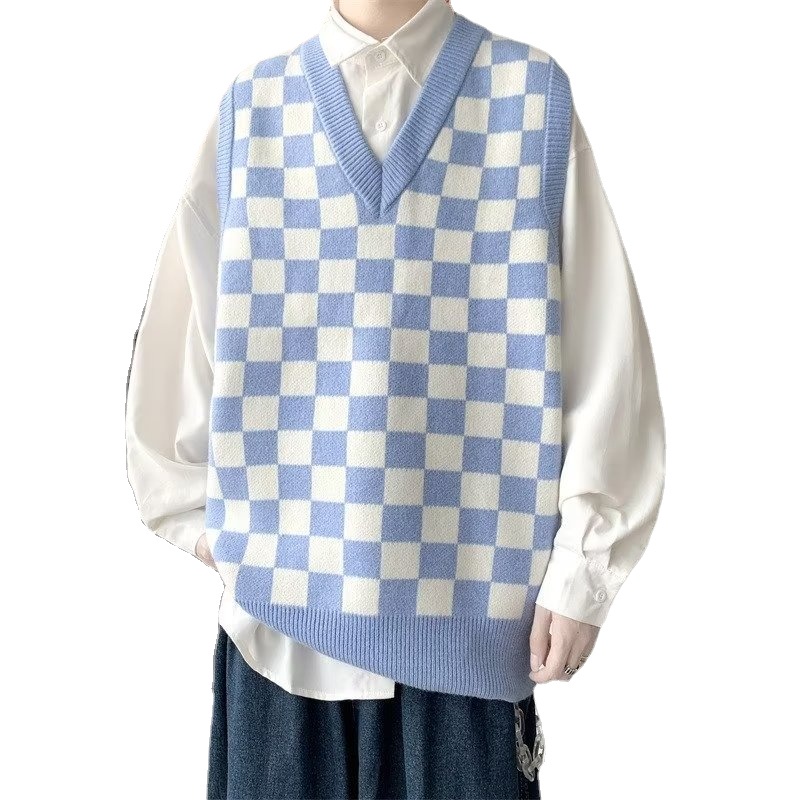 Áo Ba Lỗ Cổ Chữ V Dáng Rộng Họa Tiết Kẻ Sọc Thời Trang Phong Cách Hàn Quốc Cho Nam Size M-2XL