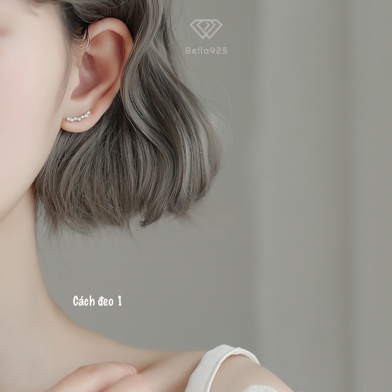 Bông tai Bella 925 khuyên tai 2 trong 1 hình ngôi sao phong cách Hàn Quốc
