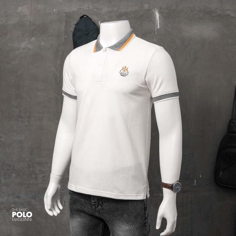 Áo thun basic phối viền thêu logo đinh ba Man02 Mandinni | BigBuy360 - bigbuy360.vn