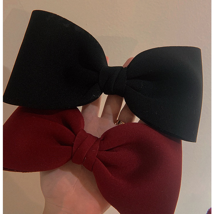 Kẹp Tóc Hình Nơ Lớn Màu Đỏ/Đen Phong Cách Retro Pháp Thời Trang Cho Nữ