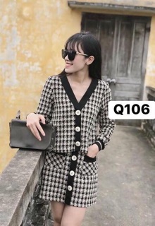 Set váy dệt kim tweed zara