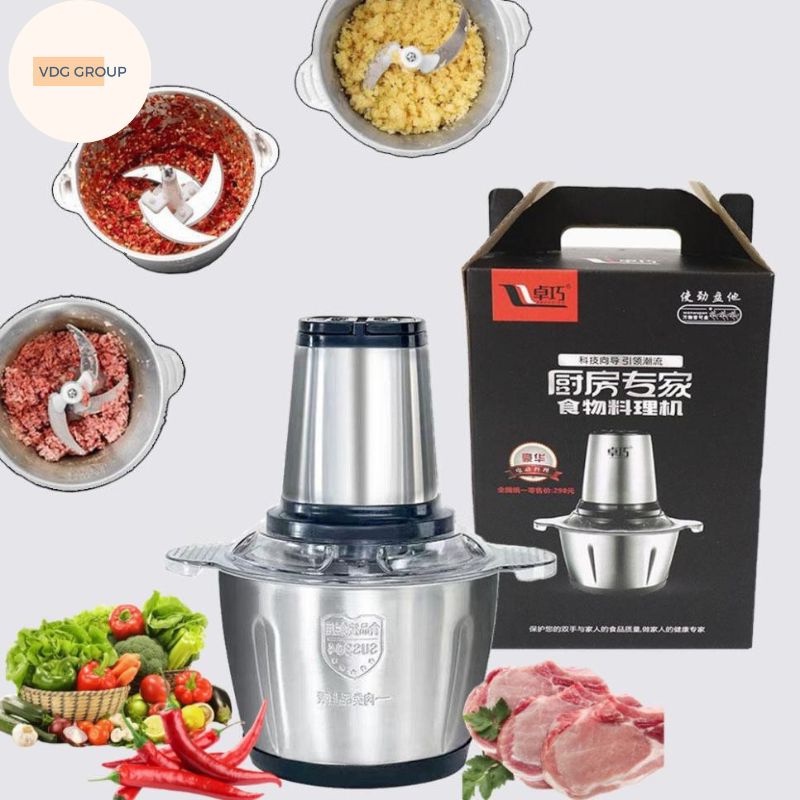 Máy xay Inox 304 đa năng công suất 250W 4 lưỡi dao sắc bén xay nhuyễn mọi loại thực phẩm