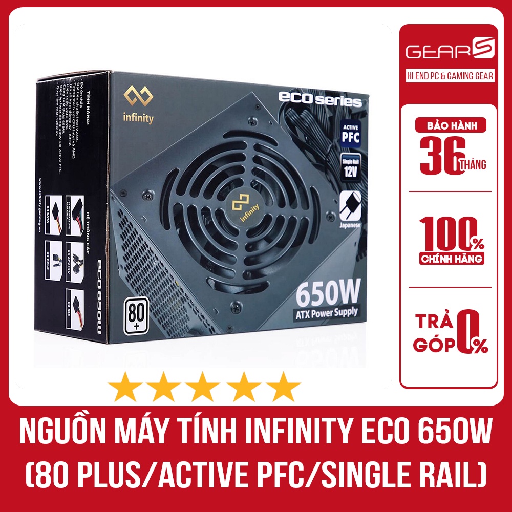 Nguồn Máy Tính Infinity ECO 650W (80 Plus/Active PFC/Single Rail) - Bảo hành 36 Tháng