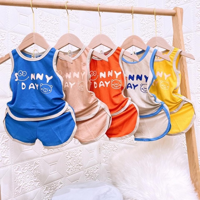 [Mã FASHIONT4FA2 giảm 10K đơn 50K] BỘ COTTON ĐŨI SUNNY DAY CHO BÉ