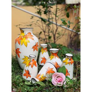 Combo 6 lọ Hoa vẽ tay men thô Bát tràng