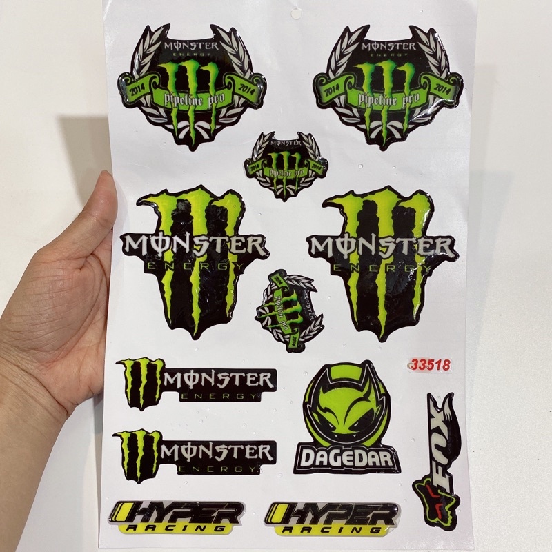 Decal tem nổi cao cấp hình MONSTER DAGEDAR dán xe máy, ô tô, mũ bảo hiểm chống thấm nước, chống bay màu