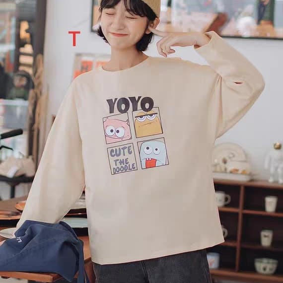 Áo thun nữ dài tay-áo yoyo 4 ô vuông