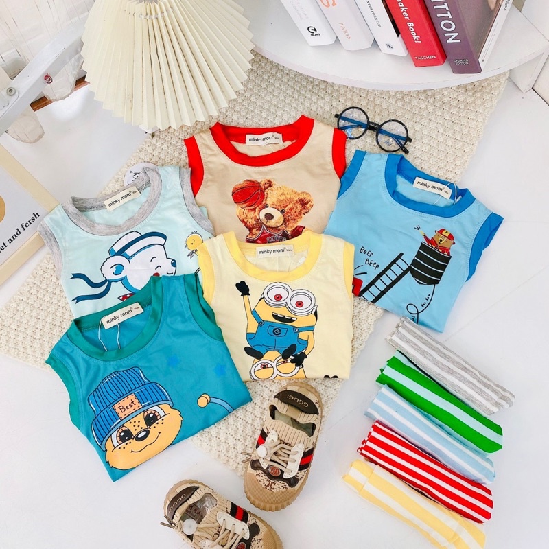 Bộ ba lỗ vải loại 1 Minky Mom cho bé