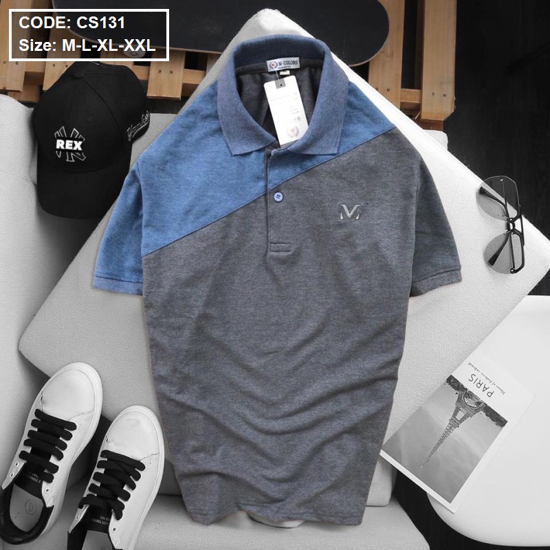 Áo polo nam cổ trụ, thun Phối vai cao cấp from chuẩn, thiết kế phong cách sang trọng,JULIDO51