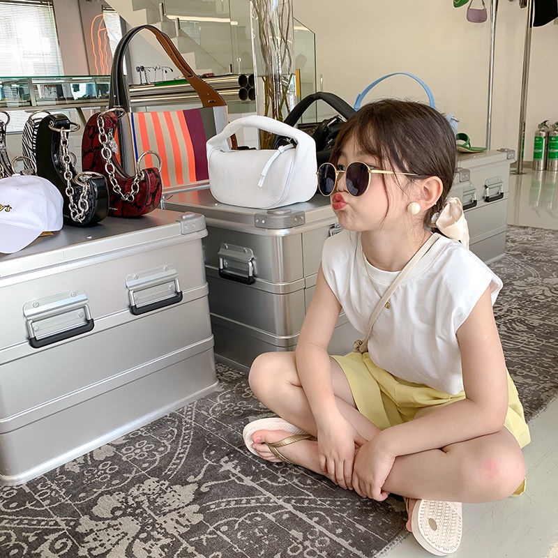 Set Đồ Thể Thao Hai Món Phối Áo Ba Lỗ Phong Cách Hàn Quốc Thời Trang Mùa Hè Cho Bé Gái